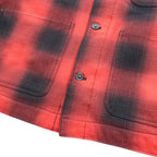 HOUSTON Ombre Glen Check Viyella Padded Coverall Hunting Jacket, Size L, Red, Corduroy Collar, 2024FW 51406