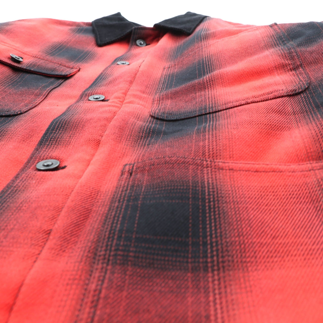 HOUSTON Ombre Glen Check Viyella Padded Coverall Hunting Jacket, Size L, Red, Corduroy Collar, 2024FW 51406