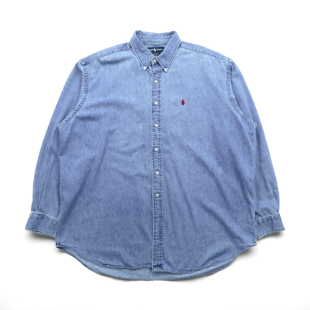 Ralph Lauren 90年代 ボタンダウン デニムシャツ 2XL インディゴ BLAKE スモールポニー刺繍