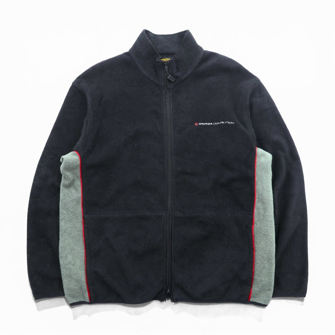 NAUTICA 00s Made in USA Double Zip Fleece Jacket L Black COMPETITON