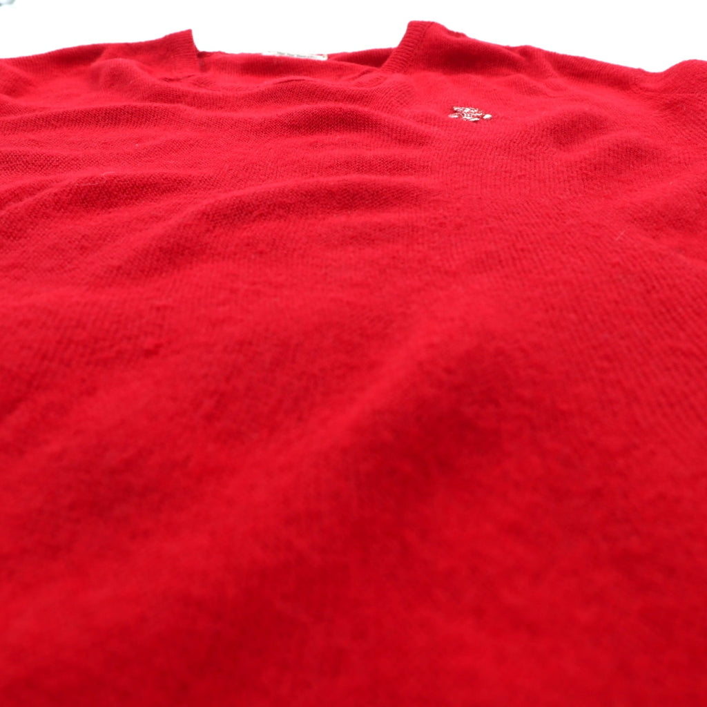 The FOX Collection by JC PENNEY 80s Made in USA Vintage V-Neck Knit Sweater XL Red One Point Logo