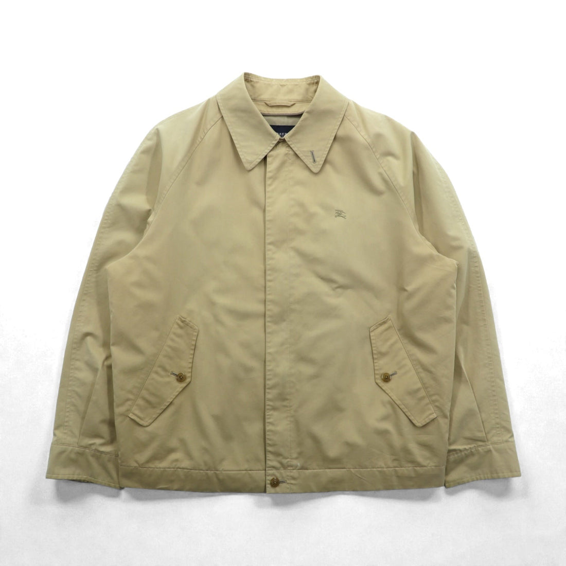 BURBERRY 日本製 スウィングトップ ハリントンジャケット L ベージュ チンストラップ ワンポイントロゴ