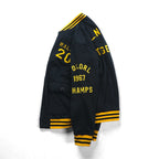 Polo Ralph Lauren Varsity Jacket Full Zip Sweatshirt Bomber Size 2XL Ribbed Tiger Embroidery Patch RL Naval
