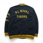 Polo Ralph Lauren Varsity Jacket Full Zip Sweatshirt Bomber Size 2XL Ribbed Tiger Embroidery Patch RL Naval