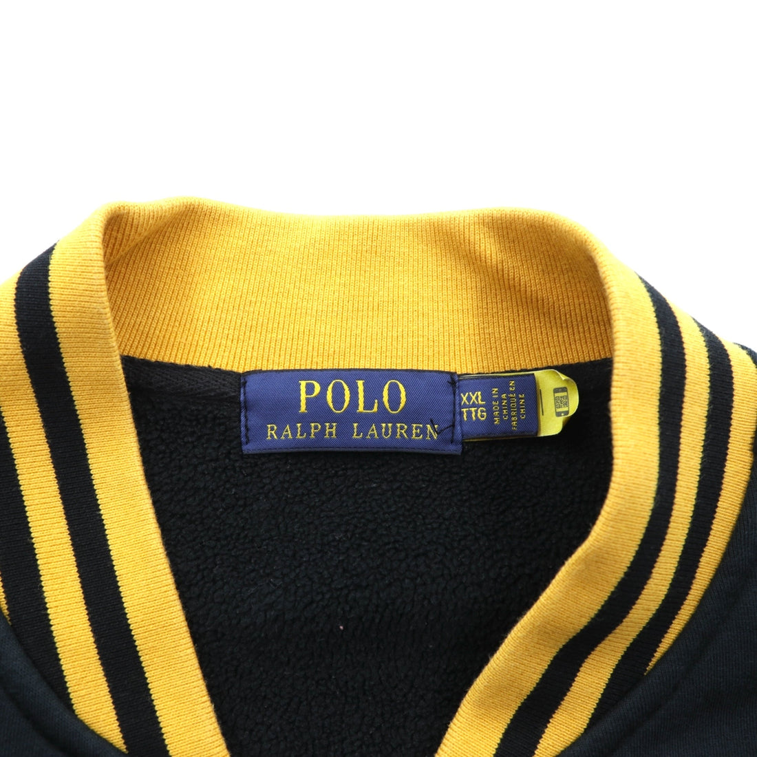 Polo Ralph Lauren Varsity Jacket Full Zip Sweatshirt Bomber Size 2XL Ribbed Tiger Embroidery Patch RL Naval
