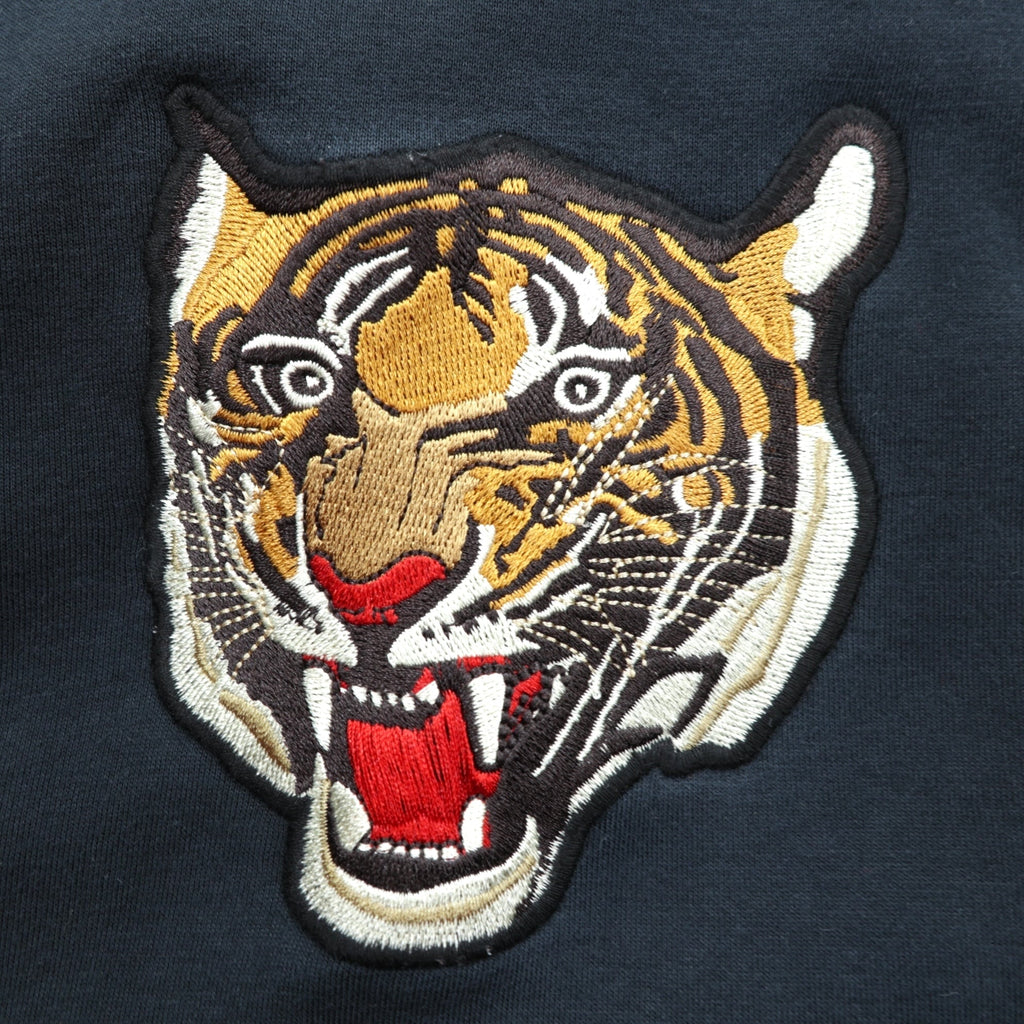 Polo Ralph Lauren Varsity Jacket Full Zip Sweatshirt Bomber Size 2XL Ribbed Tiger Embroidery Patch RL Naval