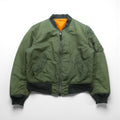 ALPHA INDUSTRIES 90s Made in USA USAF MA-1 Flight Bomber Jacket, Size M, Khaki Nylon, Reversible, Military
