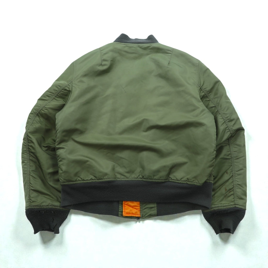ALPHA INDUSTRIES 90s Made in USA USAF MA-1 Flight Bomber Jacket, Size M, Khaki Nylon, Reversible, Military