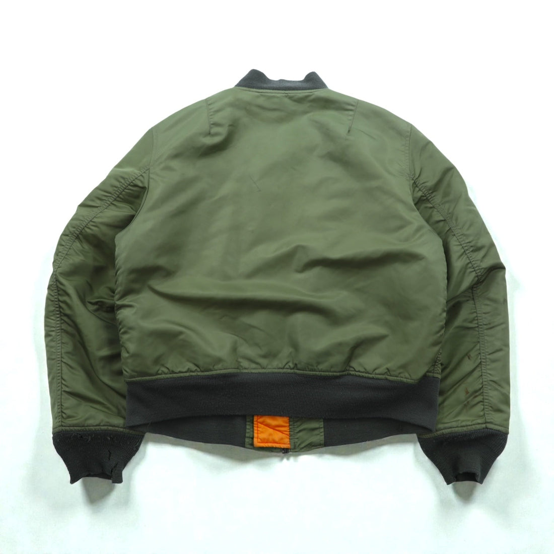 ALPHA INDUSTRIES 90s Made in USA USAF MA-1 Flight Bomber Jacket, Size M, Khaki Nylon, Reversible, Military