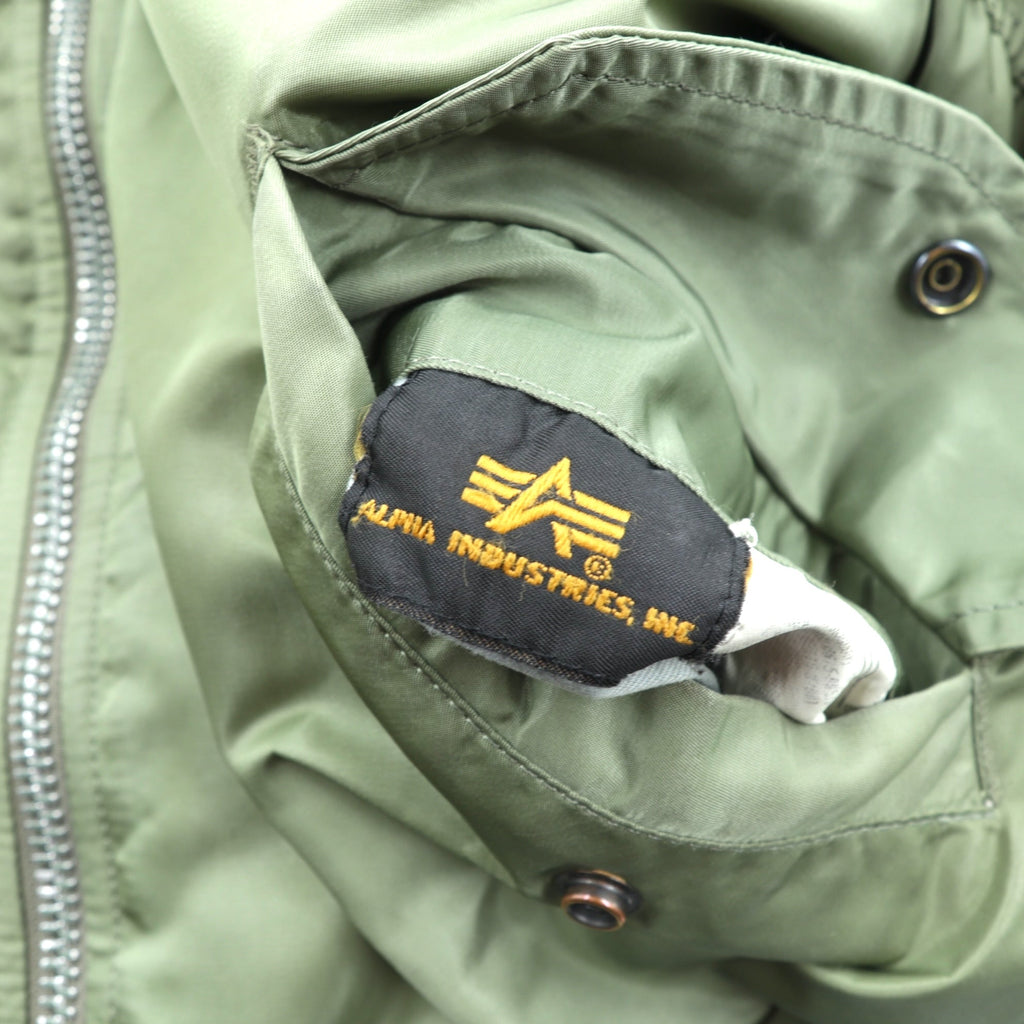 ALPHA INDUSTRIES 90s Made in USA USAF MA-1 Flight Bomber Jacket, Size M, Khaki Nylon, Reversible, Military