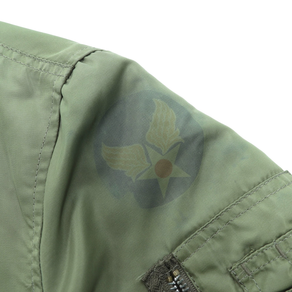 ALPHA INDUSTRIES 90s Made in USA USAF MA-1 Flight Bomber Jacket, Size M, Khaki Nylon, Reversible, Military