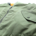 ALPHA INDUSTRIES 90s Made in USA USAF MA-1 Flight Bomber Jacket, Size M, Khaki Nylon, Reversible, Military