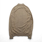 IZOD LACOSTE 70年代 モックネック ニット セーター L ベージュ ウール ワンポイントロゴ 糸巻タグ ハイネック