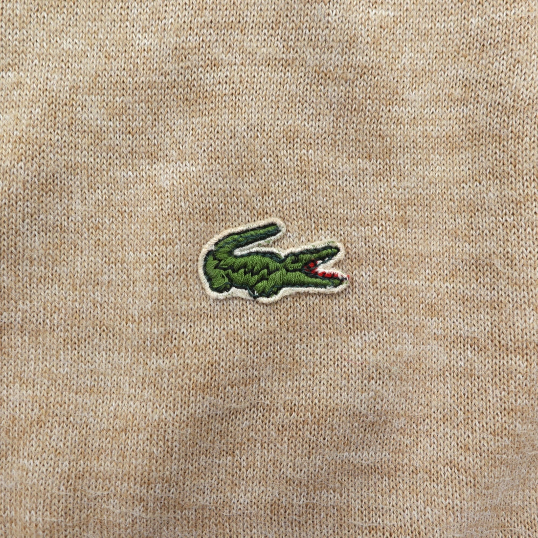 IZOD LACOSTE 70年代 モックネック ニット セーター L ベージュ ウール ワンポイントロゴ 糸巻タグ ハイネック