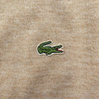 IZOD LACOSTE 70年代 モックネック ニット セーター L ベージュ ウール ワンポイントロゴ 糸巻タグ ハイネック