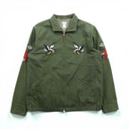 Deluxe Souvenir Jacket, Viet-Jean, Size L, Khaki, Double Zip, Hawk and Dragon Embroidery, Made in Japan