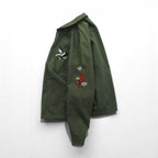 Deluxe Souvenir Jacket, Viet-Jean, Size L, Khaki, Double Zip, Hawk and Dragon Embroidery, Made in Japan