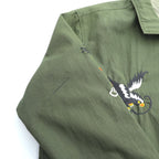 Deluxe Souvenir Jacket, Viet-Jean, Size L, Khaki, Double Zip, Hawk and Dragon Embroidery, Made in Japan