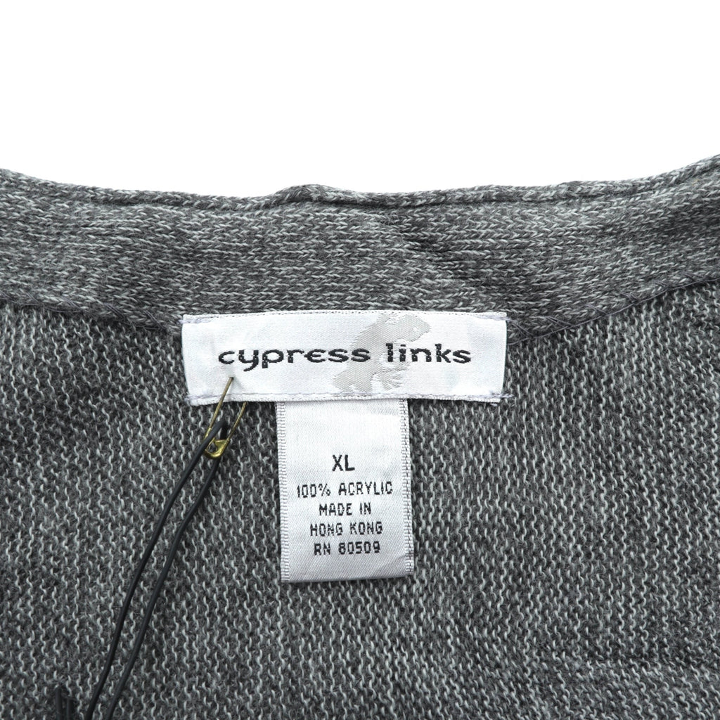 Cypress Links V-Neck Knit Cardigan, XL, Gray Acrylic, Unused