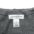 Cypress Links V-Neck Knit Cardigan, XL, Gray Acrylic, Unused