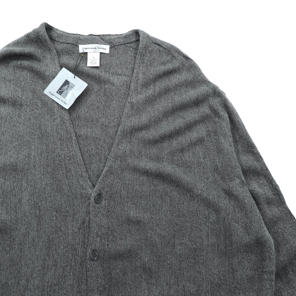 Cypress Links V-Neck Knit Cardigan, XL, Gray Acrylic, Unused