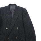 Christian Dior 80年代 日本製 ヴィンテージ ピークドラペル ダブルブレスト ブレザー テーラードジャケット ブレザー XL グレー ウール メタルボタン