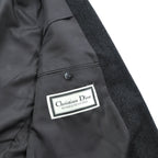 Christian Dior 80年代 日本製 ヴィンテージ ピークドラペル ダブルブレスト ブレザー テーラードジャケット ブレザー XL グレー ウール メタルボタン