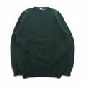 Polo Ralph Lauren 90年代 クルーネック ニット セーター L カーキ ウール スモールポニー刺繍