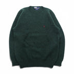 Polo Ralph Lauren 90年代 クルーネック ニット セーター L カーキ ウール スモールポニー刺繍
