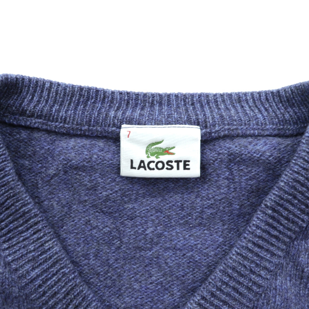 LACOSTE 90年代 Vネック ニット セーター XL ネイビー ウール ワンポイントロゴ