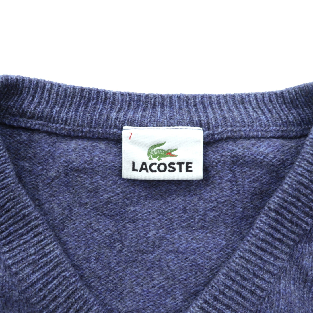 LACOSTE 90年代 Vネック ニット セーター XL ネイビー ウール ワンポイントロゴ