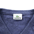 LACOSTE 90年代 Vネック ニット セーター XL ネイビー ウール ワンポイントロゴ