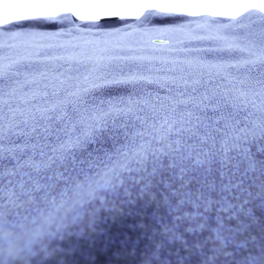 LACOSTE 90年代 Vネック ニット セーター XL ネイビー ウール ワンポイントロゴ