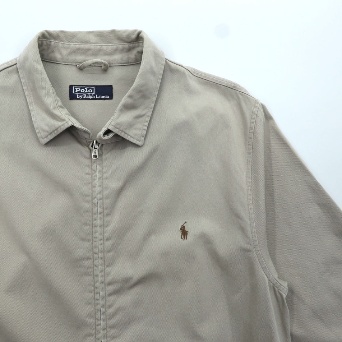 Polo Ralph Lauren 90s Swing Top Harrington Jacket XL Beige Small Pony Embroidery Chin Strap