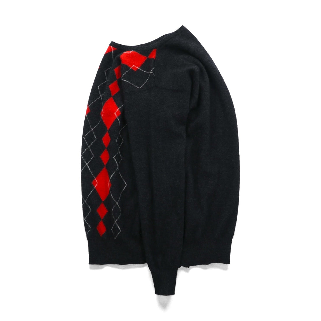BURBERRY 90s Argyle Crew Neck Knit Sweater, Medium, Gray Angora Wool