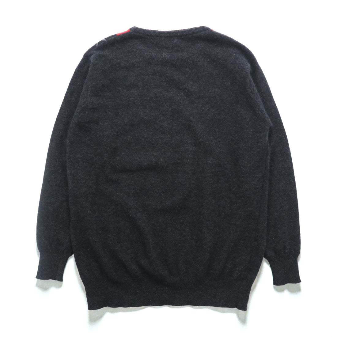 BURBERRY 90s Argyle Crew Neck Knit Sweater, Medium, Gray Angora Wool