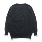 BURBERRY 90s Argyle Crew Neck Knit Sweater, Medium, Gray Angora Wool
