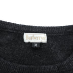 BURBERRY 90s Argyle Crew Neck Knit Sweater, Medium, Gray Angora Wool