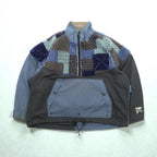KAPITAL Made in Japan 60/40 Cross Patchwork Boa Fleece Jacket Anorak, Size L, Drawcord TUGIHAGI HUTTE K2110LJ085