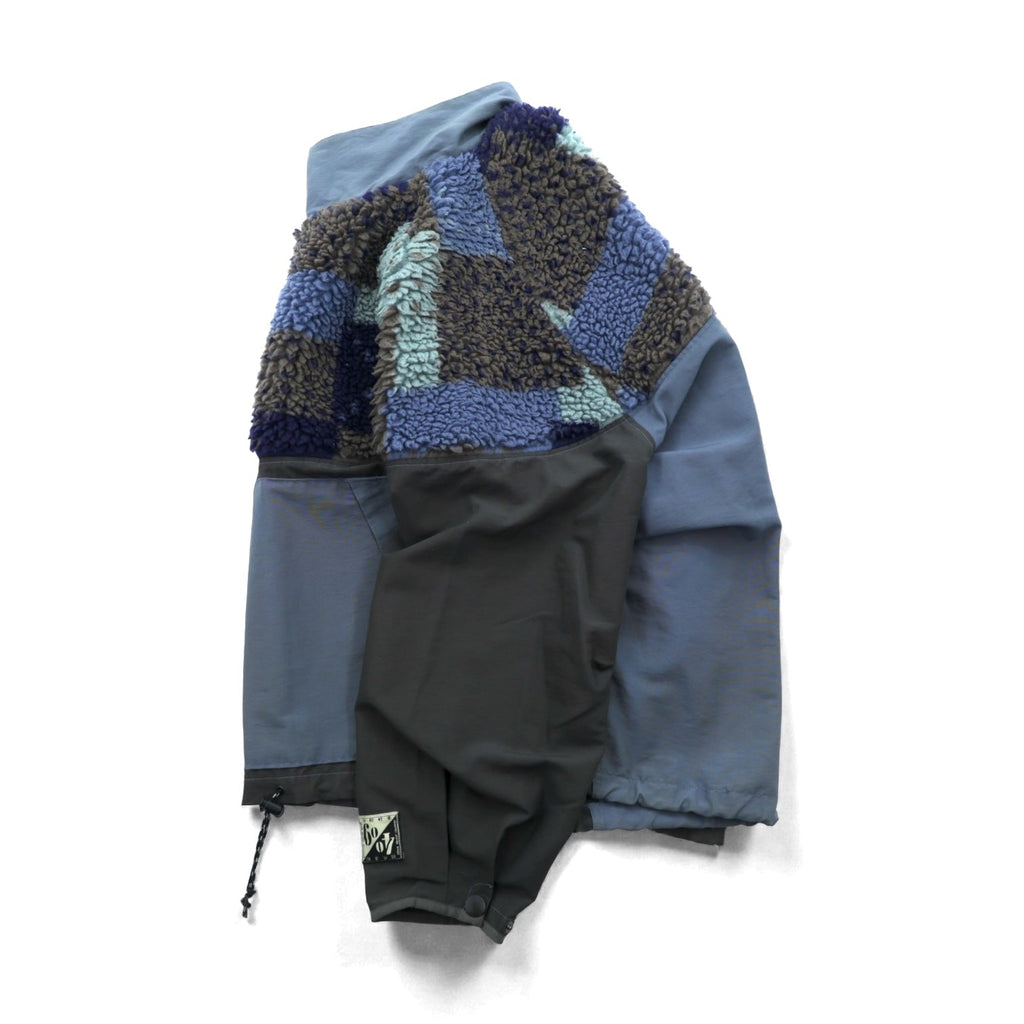 KAPITAL Made in Japan 60/40 Cross Patchwork Boa Fleece Jacket Anorak, Size L, Drawcord TUGIHAGI HUTTE K2110LJ085