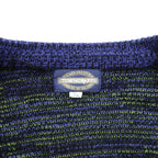 TOWNCRAFT 90s Jacquard Knit Allover Pattern Cardigan, XL, Navy Acrylic, V-Neck