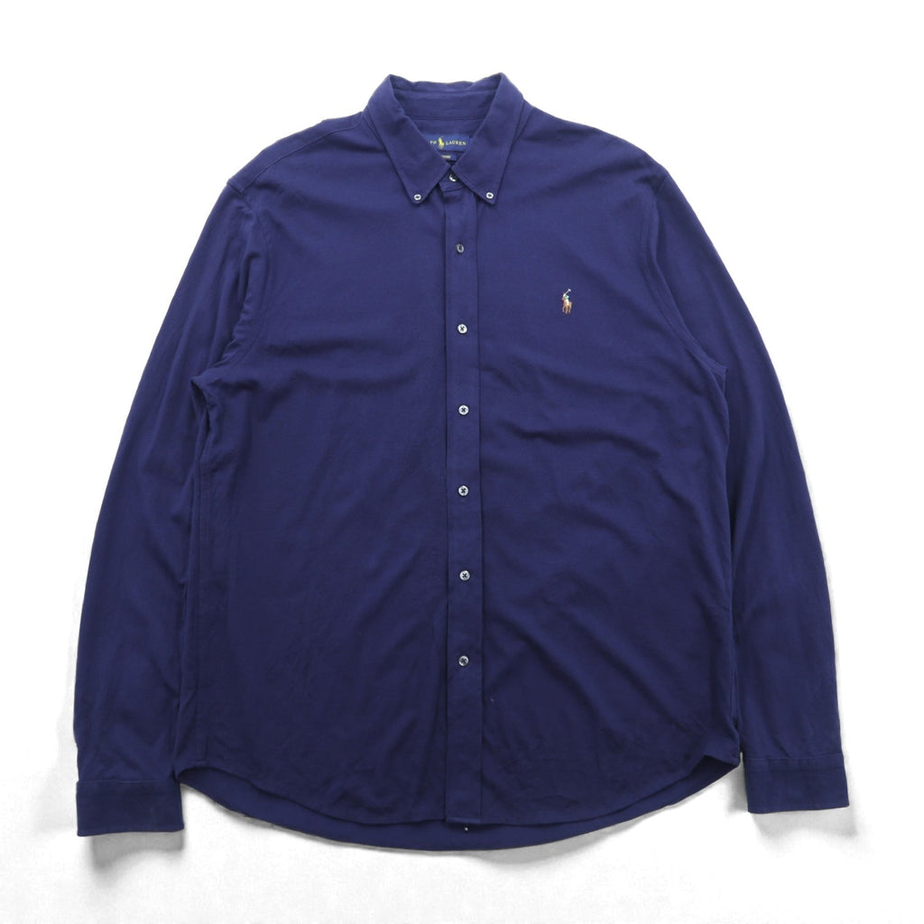 Ralph Lauren Knit Oxford Button Down Shirt, XL, Navy, with Small Pony Embroidery