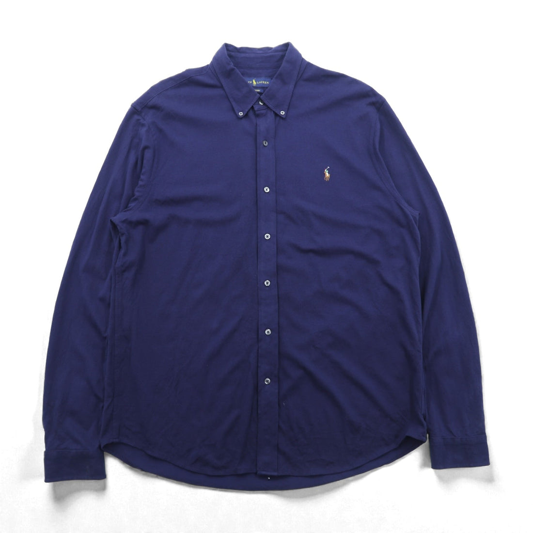 Ralph Lauren Knit Oxford Button Down Shirt, XL, Navy, with Small Pony Embroidery