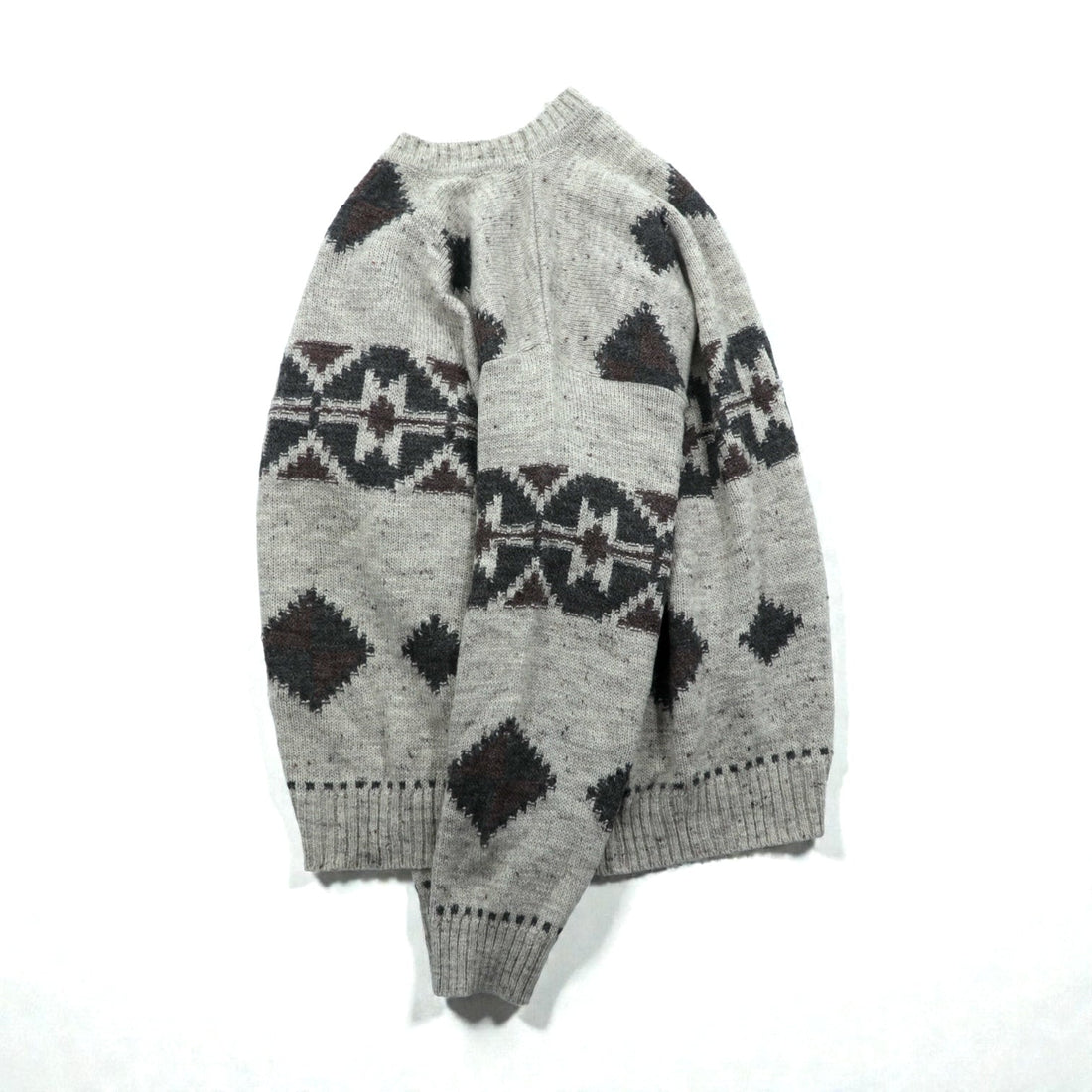 BARNEYS NEW YORK Made in Italy Argyle Knit Sweater, Large, Beige Acrylic Alpaca Blend