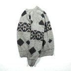 BARNEYS NEW YORK Made in Italy Argyle Knit Sweater, Large, Beige Acrylic Alpaca Blend