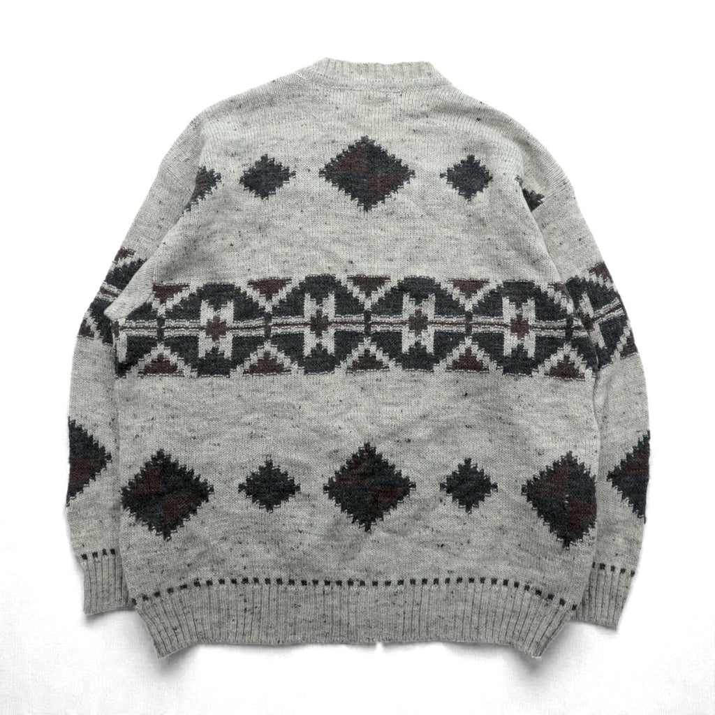 BARNEYS NEW YORK Made in Italy Argyle Knit Sweater, Large, Beige Acrylic Alpaca Blend