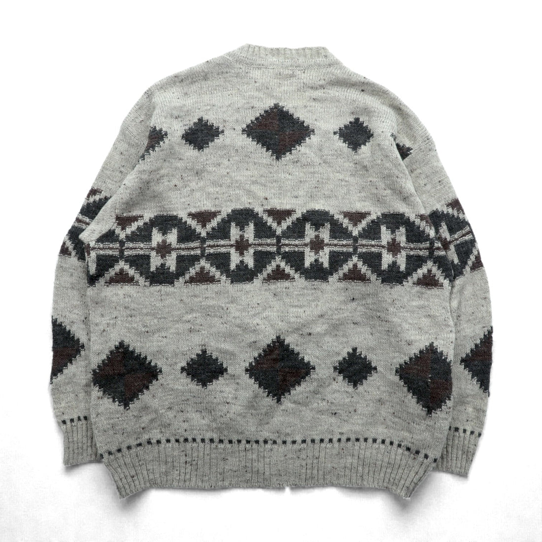 BARNEYS NEW YORK Made in Italy Argyle Knit Sweater, Large, Beige Acrylic Alpaca Blend