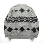 BARNEYS NEW YORK Made in Italy Argyle Knit Sweater, Large, Beige Acrylic Alpaca Blend