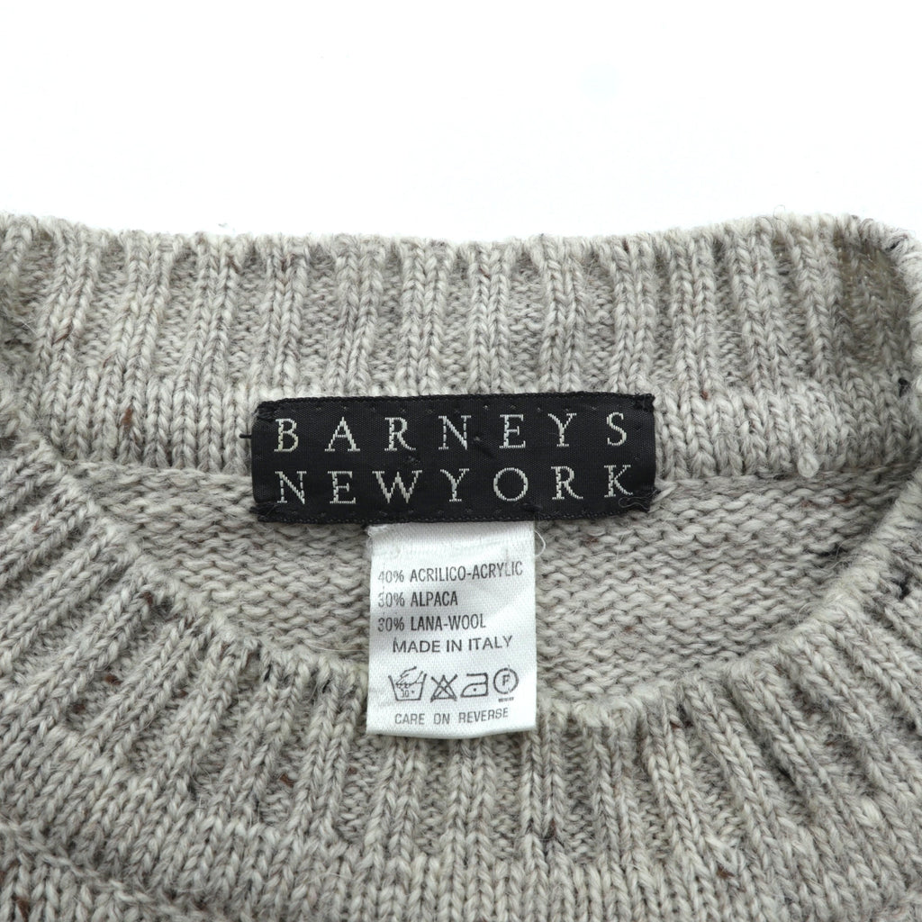 BARNEYS NEW YORK Made in Italy Argyle Knit Sweater, Large, Beige Acrylic Alpaca Blend