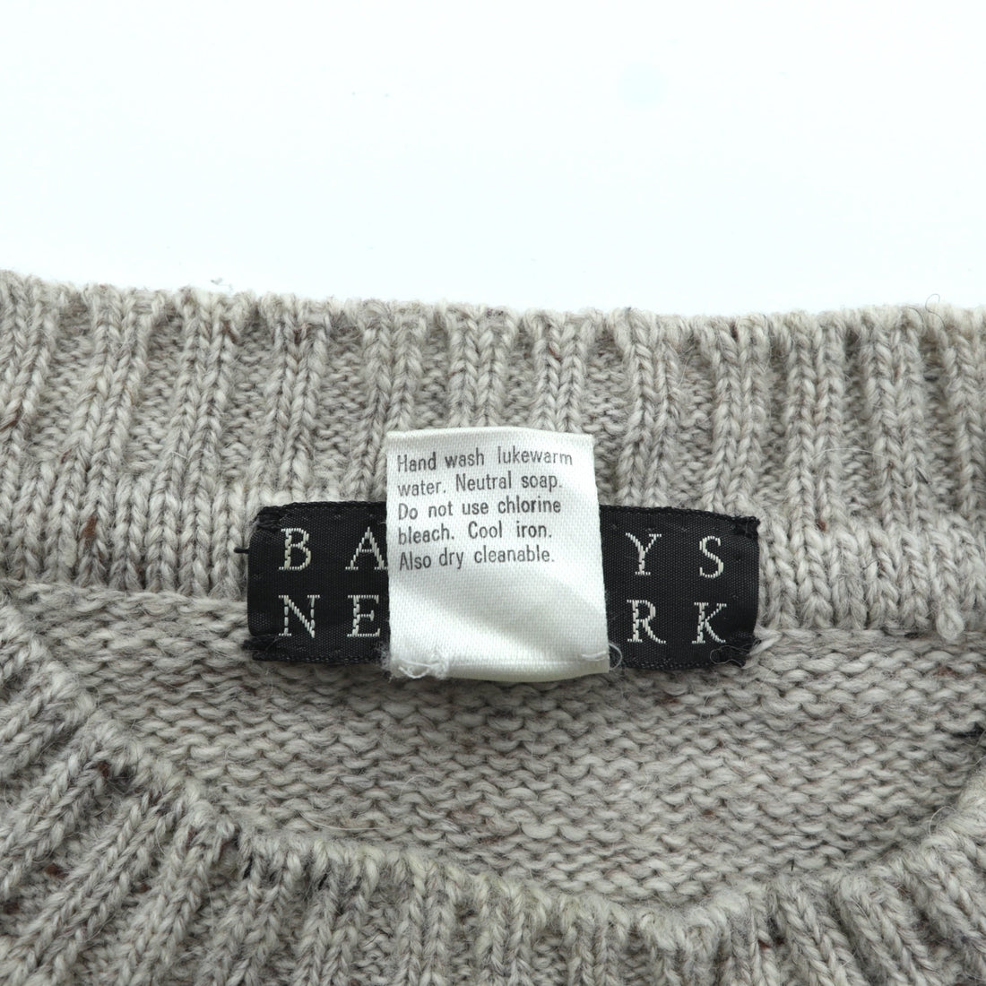 BARNEYS NEW YORK Made in Italy Argyle Knit Sweater, Large, Beige Acrylic Alpaca Blend